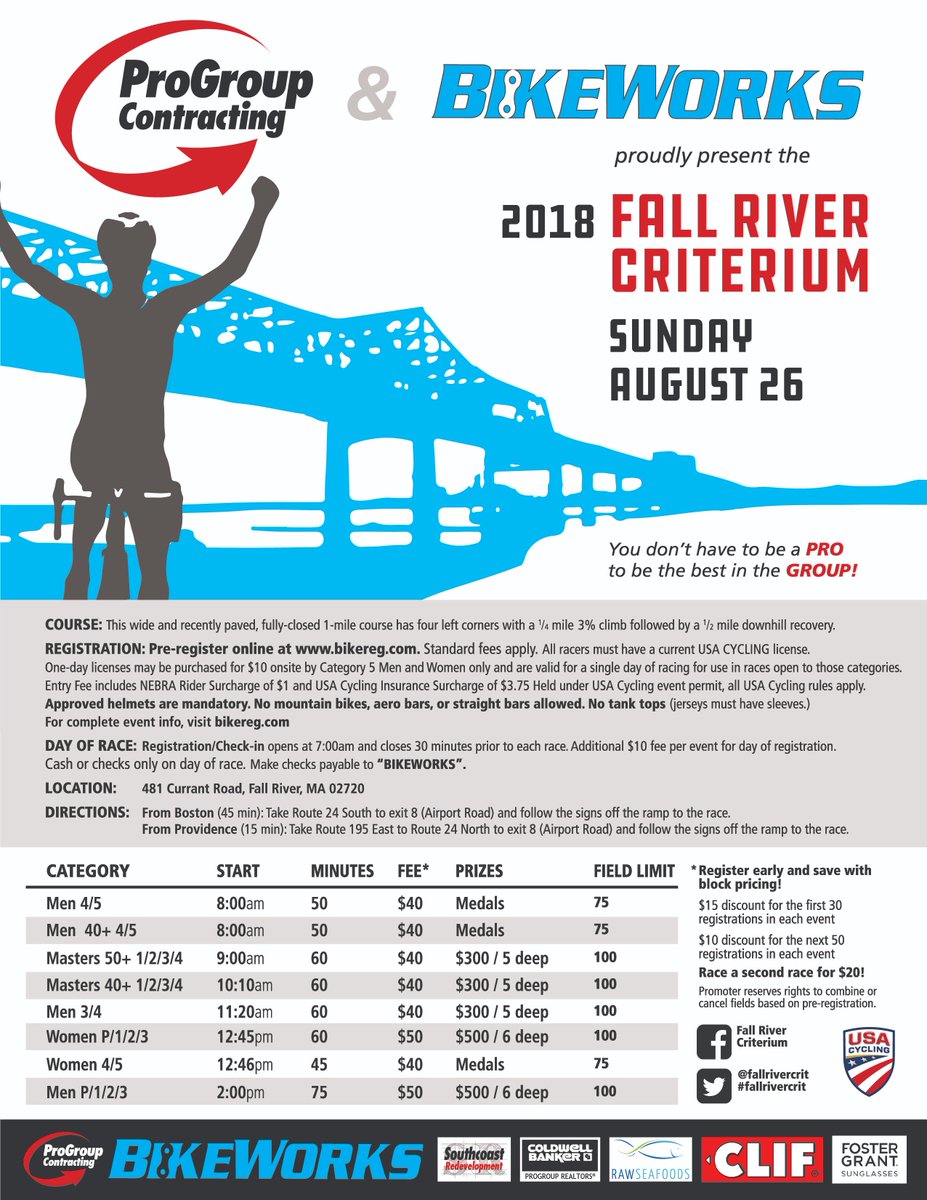 fallrivercrit's tweet photo. Registration is open! Next 24 to register pay Only $25! What are you waiting for. https://t.co/59fVIt5flu #hype #fallrivercrit #hillycrit #itsgonnahurt https://t.co/oNpyxTWnY2