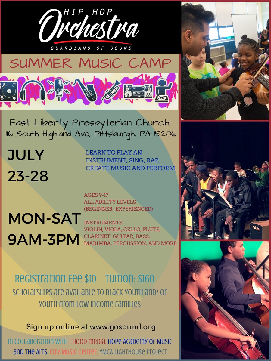 GardiansOfSound's tweet photo. 2nd Annual Hip Hop Orchestra Summer Music Camp July 23 to July 28 Ages 10 to 17. 9am to 3pm. Breakfast and Lunch Provided. Scholarships Available https://t.co/cLzH2U3Jqt
