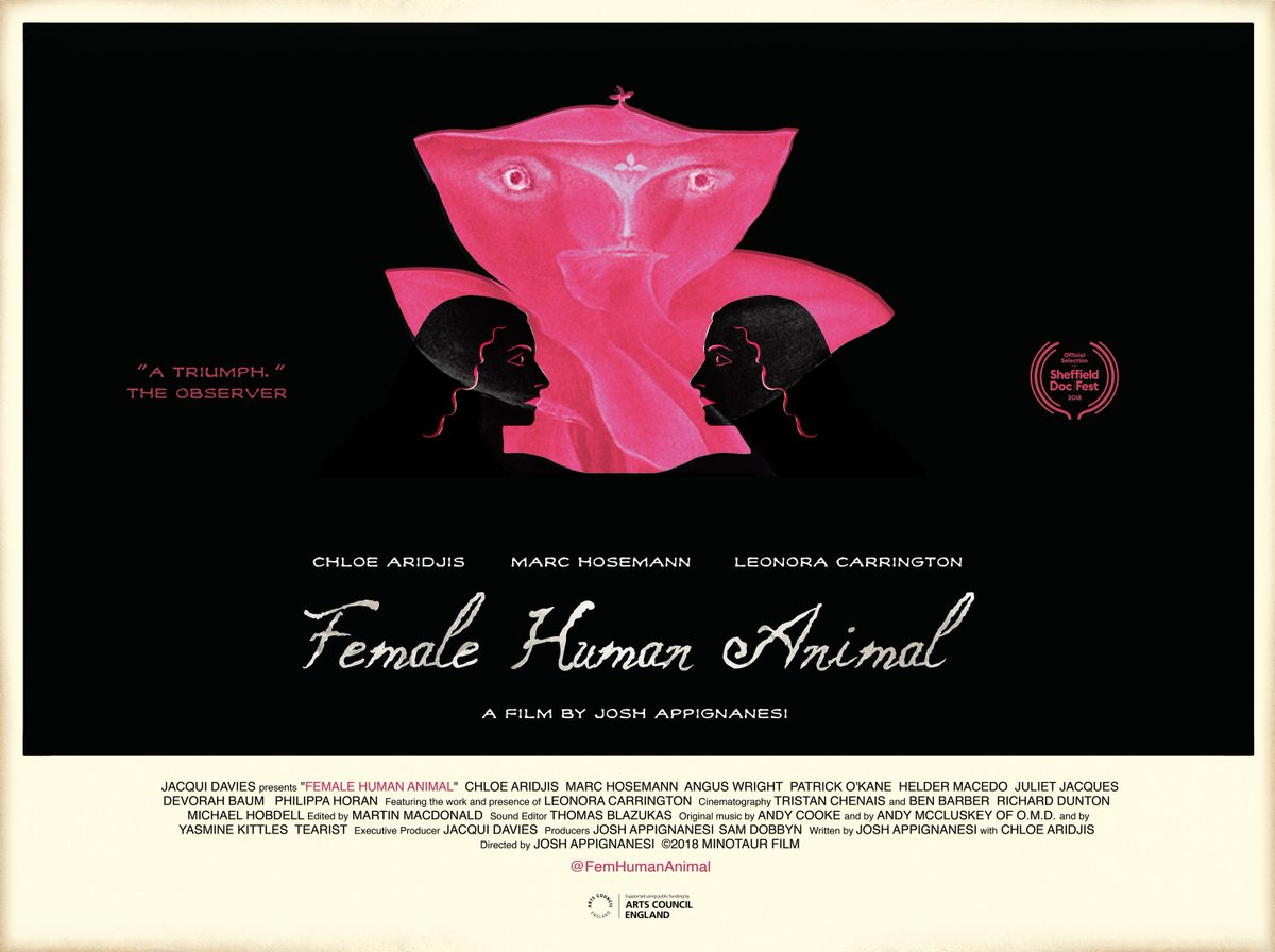FemHumanAnimal's tweet photo. "Appignanesi's extraordinary hybrid documentary fuses surrealism and reality.. A remarkable &amp; surprising portrait of artist Leonora Carrington and novelist Chloe Aridjis... elegiac with a thumping soundtrack" Review @Cineuropa by @aftabamon @sheffdocfest  https://t.co/Pk3EgJ8A8D https://t.co/IkcUElR71E