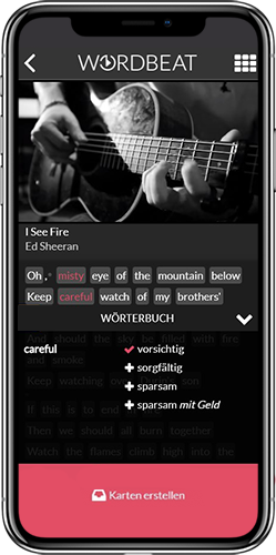 Lerne jetzt gemeinsam mit Ed Sheeren unterwegs Deine Englisch #Vokabeln!
#Wordbeat liefert Dir zu über 20.000 Vokabeln passende Songs mit Textstelle und Musikausschnitt. So lässt sich auch die schwierigste Vokabel leicht merken. Mehr Infos gibt es hier: wordbeat.com