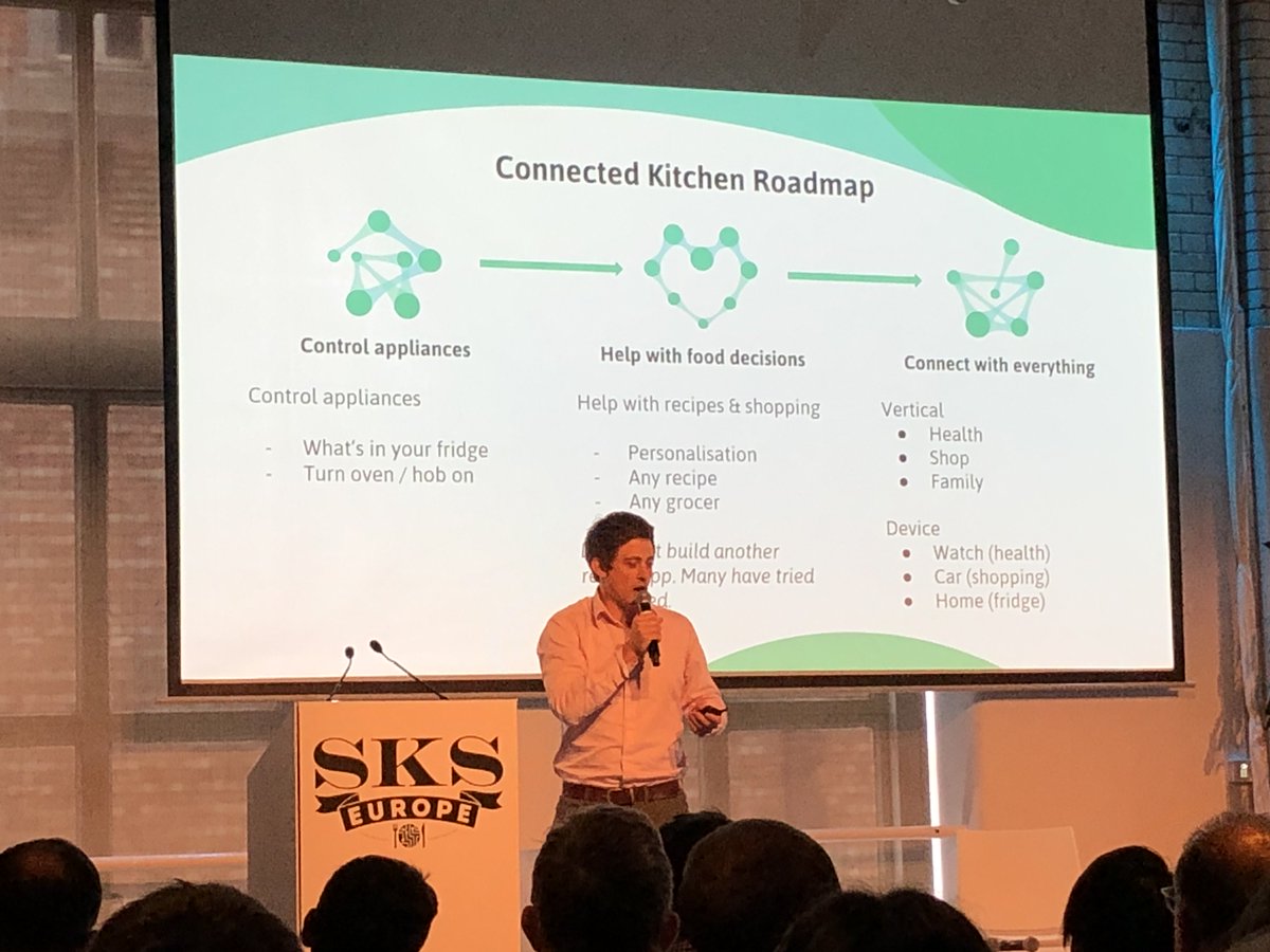 Electrolux's tweet image. “Walk into your kitchen 10 years from now and you’ll feel sorry for anything that’s not connected,” says @nickholzherr of @WhiskTeam at the Smart Kitchen Summit. #SKSEurope #foodtech