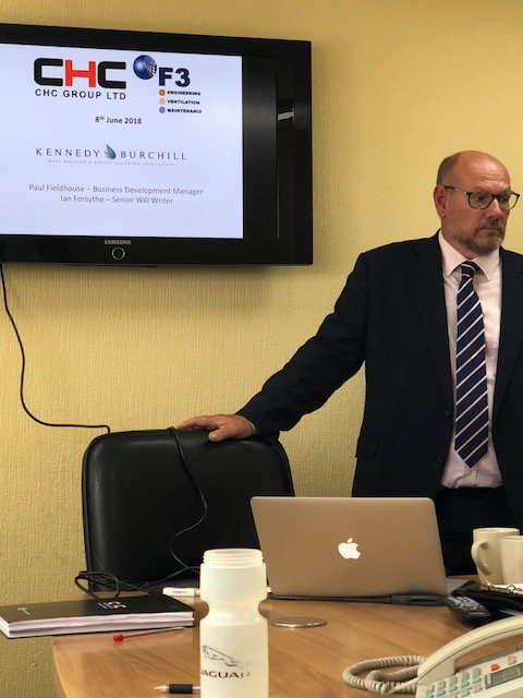 As part of our staff welfare initiative.  CHC where pleased to invite Kennedy Birchill – Will Writing and Estate Planning Specialist to our head office to provide advice, guidance and a free will writing service to all of our employees.