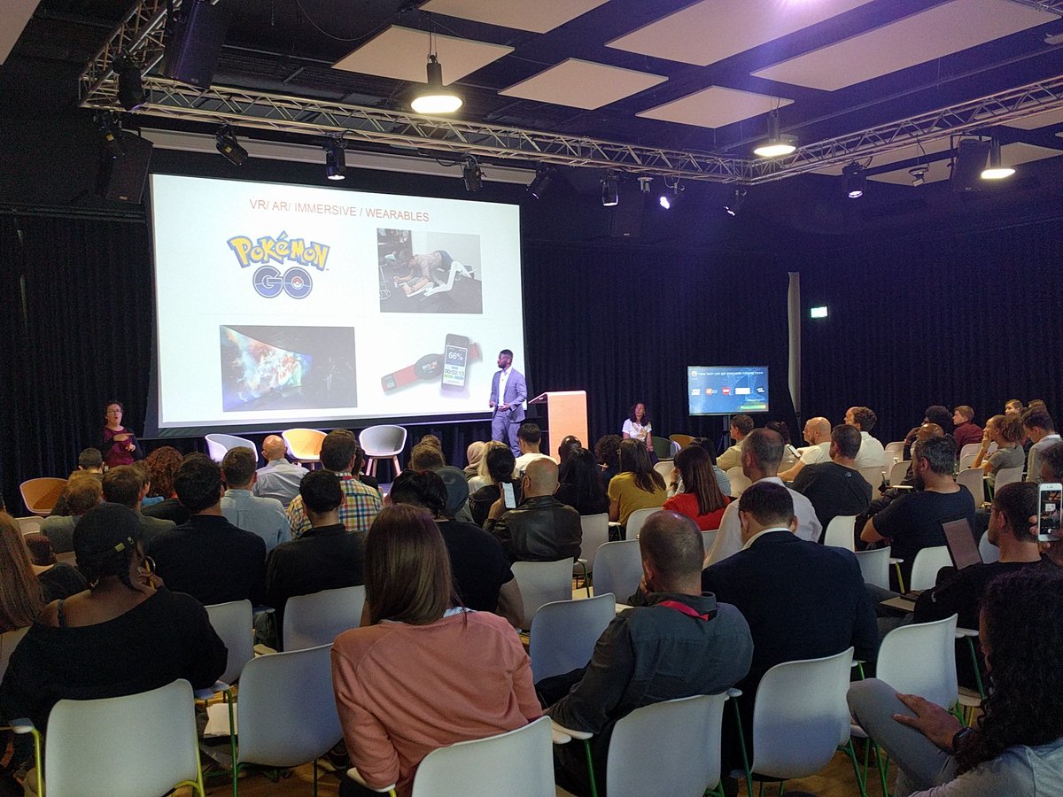 Currently watching startup demos and pitches at FutureFit, at <a href="/Plexalcity/">Plexal</a>, with companies trying to fix the inactivity epidemic. #LTW #FutureFit
