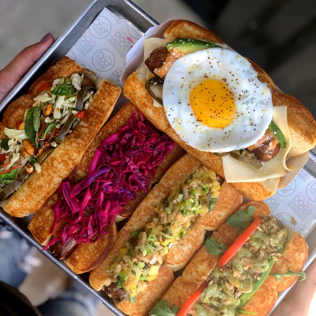 #DogHausNYC is OFFICIALLY open for the summer <a href="/ChefsClubNY/">Chefs Club NY</a> 🎉 these are the 5 Haus Dogs you could score for FREE today! 🌭
📍in SoHo at the corner of Spring &amp; Lafayette 
 nyc.doghaus.com