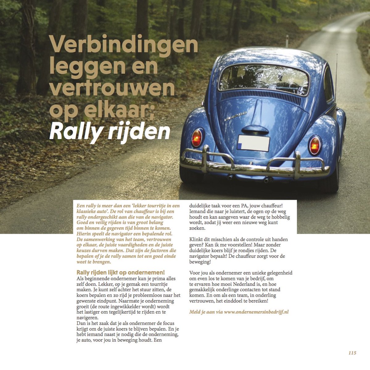 Verbindingen leggen en vertrouwen op elkaar! Kijk hier onze blog over Rally rijden. Zie hier het volledige jaarboek; ow.ly/haqC30hFdbN #JaarboekOiB2018 #netwerken #verbinden #events #OiB #kennis