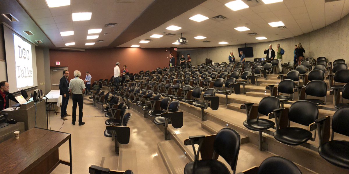DOCTalksFest's tweet photo. Signs of a good conference, small pockets of people breaking off and having discussions post panels. #doctalksfest https://t.co/iTlrbYJyqr