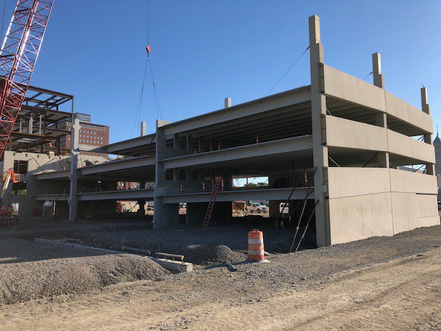PrestressGroup's tweet photo. HFCC Deck is across street from Henry Ford Hospital in downtown Detroit.
630 pieces precast concrete units such as beams, columns ,spandrels &amp; double tees w/ a total sq. ft. of the double tees approx. 191,000.00 sq. ft. The exterior finish is acid etch and looks like limestone. https://t.co/MIgP1DNY6x