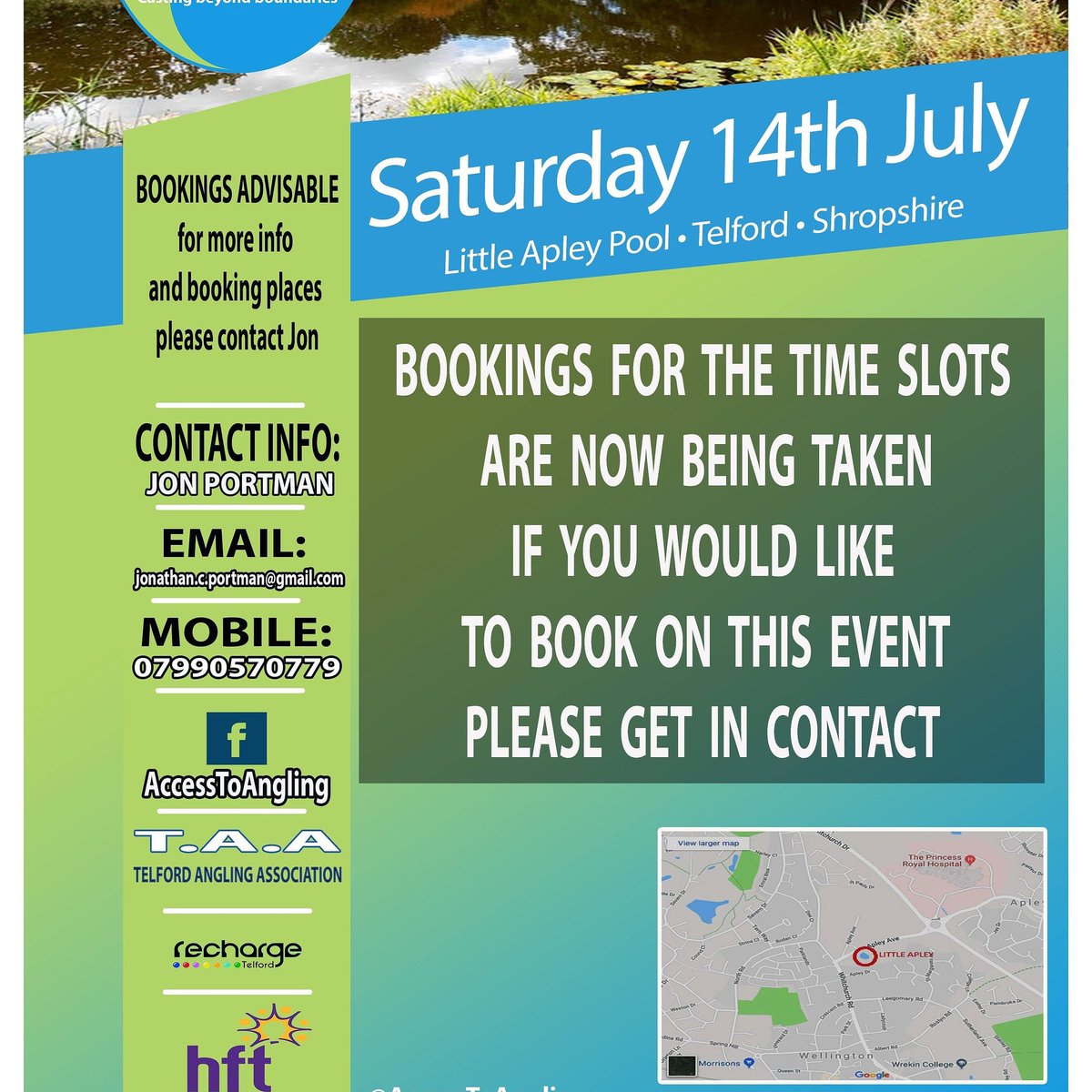 <a href="/ShropCouncil/">Shropshire Council</a> Morning, could you advertise this event please, fishing for people with disabilities and special needs and it's Free. 
Thankyou
#accesstoangling