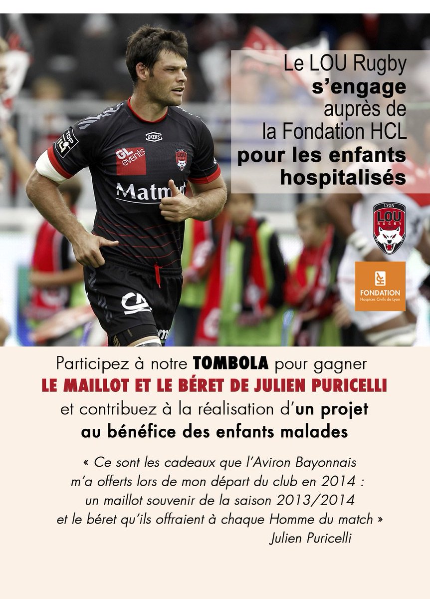 FondationHCL's tweet photo. Un grand #merci aux joueurs du @leLOURugby qui ont offert un objet personnel pour chaque tombola de la #FHCL : pour la saison 2016/2017 

@Romainloursac #AlexandreMenini @delonarmitage @davidattoub @ThibautRegard #JulienBonnaire #PierreMignoni @joshbekhuis #JulienPuricelli https://t.co/3p5MegtOfR