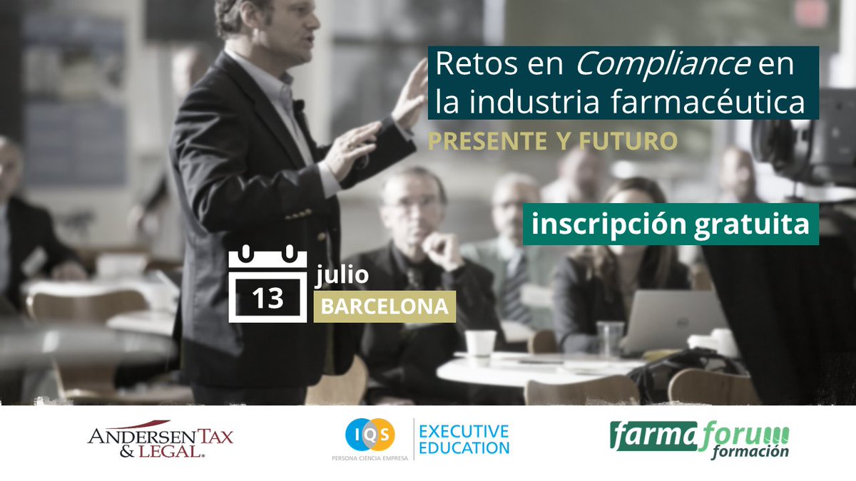 ¿Aún no tienes tu invitación? Te esperamos el próximo 13 de julio en <a href="/IQSExecutive/">IQS Executive</a> Barcelona para compratir contigo los nuevos retos en Compliance en la industria farmacéutica. Inscripción gratuita. Más info en: farmaforumformacion.es/masterclass-co…