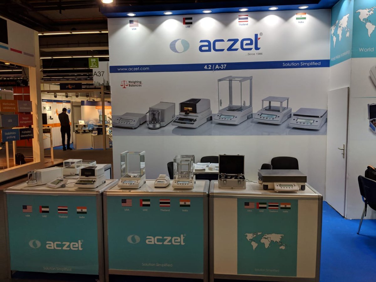 AczetLtd's tweet photo. Our Stall at @ACHEMAworldwide 
At Frankfurt, Germany 
Hall No.4.2, Booth No. A37 
From 11th To 15th June 2018
#Laboratorybalances #laboratoryscales #pharmaceutical #internationalshow #BioForChem #bioeconomy #biobased
#ACHEMA18 #aczet #achema https://t.co/pvipK62Tex