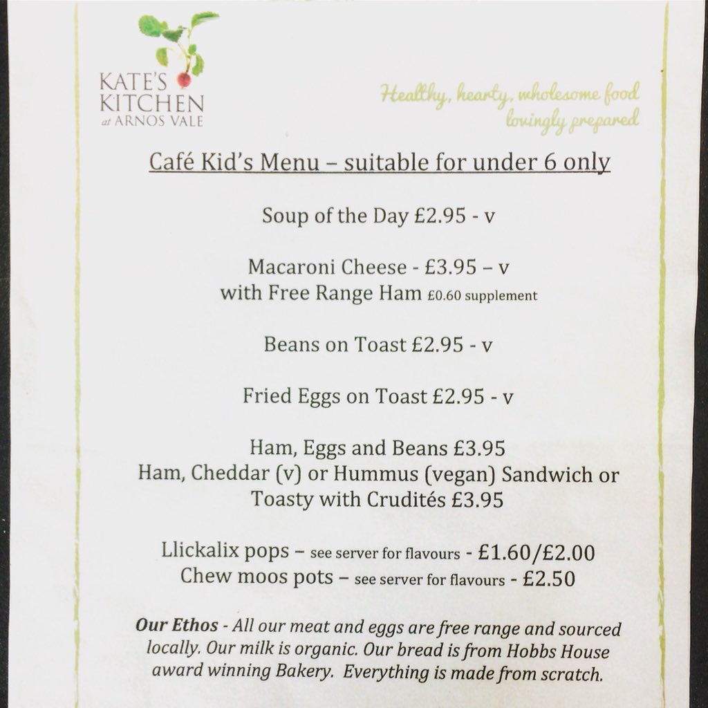 KKArnosVale's tweet photo. Our kids menu here at @kateskitchen_arnosvale! Soups, macaroni cheese, sandwiches and more for the under 6’s! 

Yum! #under6s #childfriendly #bristolsummer #bristoleats #bristolkids #familyfriendly https://t.co/aPWYNwIkoh