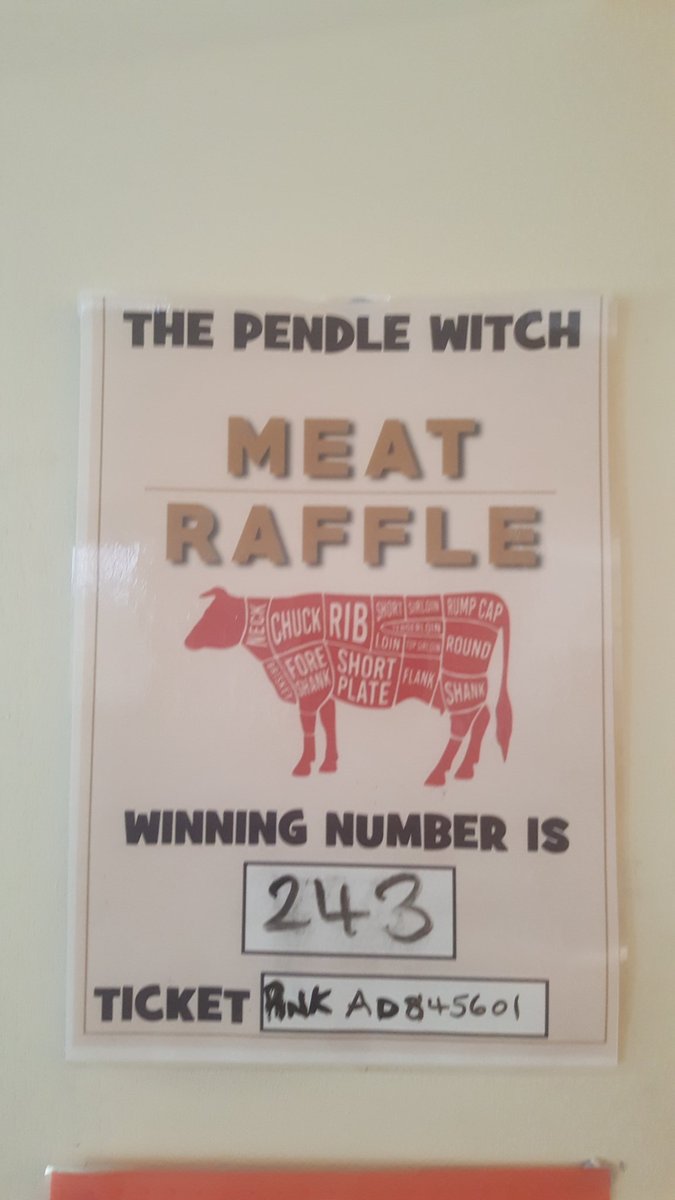 this weeks winning meat draw number here at the pendle witch atherton is....