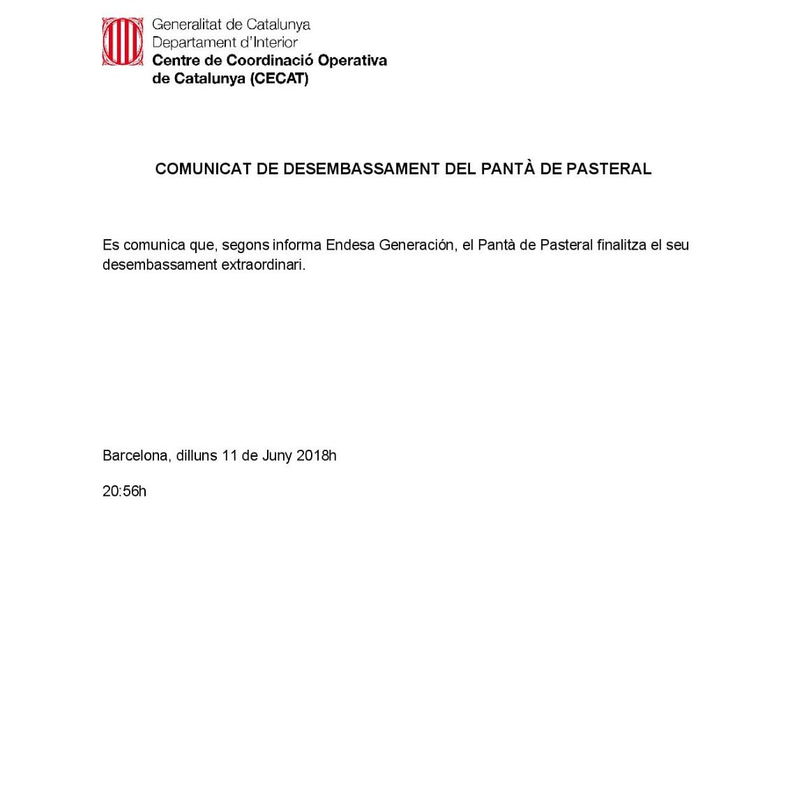 Finalitzat el desembassament extraordinari del Pasteral que afecta el pont de Sobrànigues - Flaçà