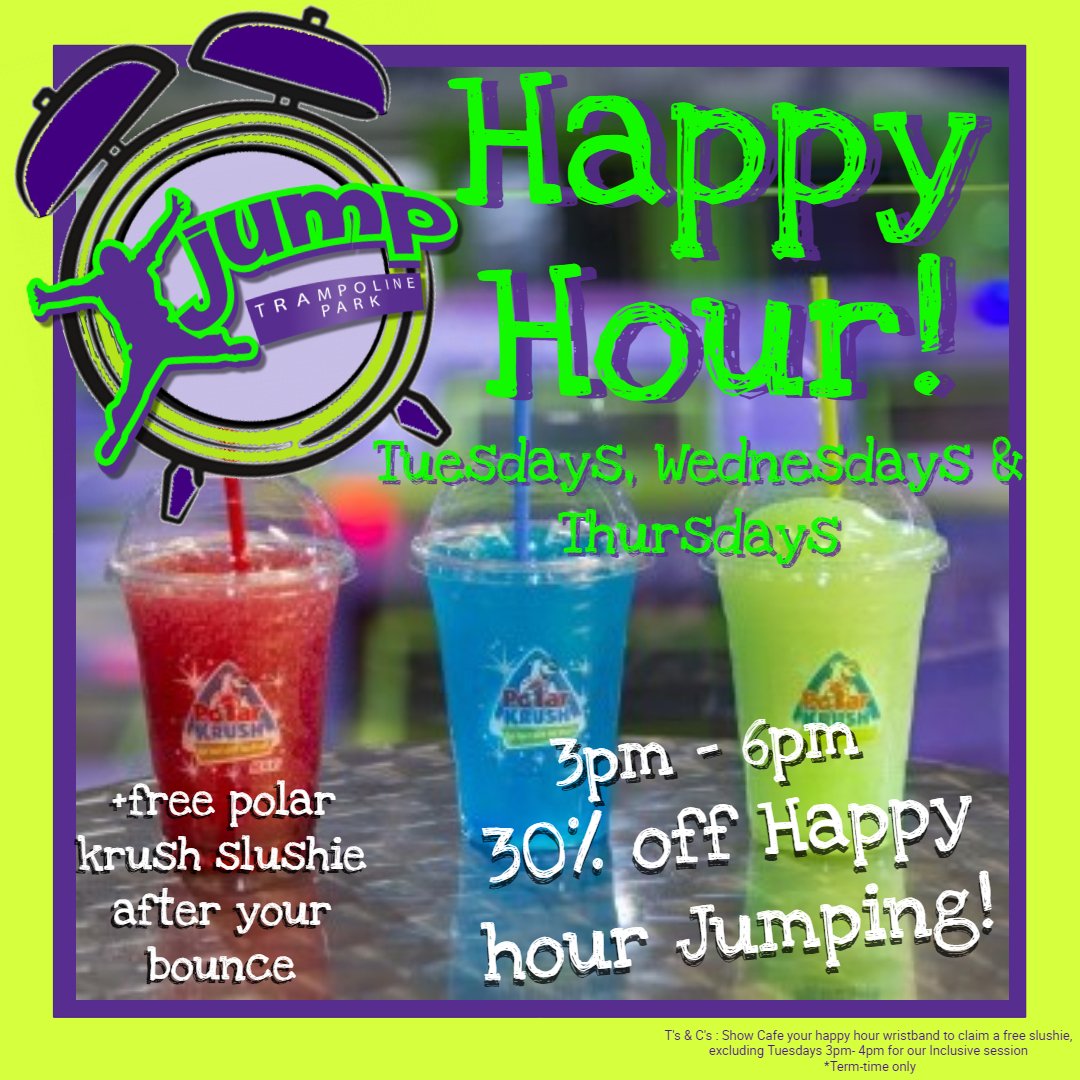 XJumpUK's tweet photo. After school treat! 😃
Join us at Xjump today from 4pm for HaPpY hOuR! £7.00 per jumper AND free slushie! 
Book NOW: https://t.co/YejJOc7r56 https://t.co/HNbMmqBGyC