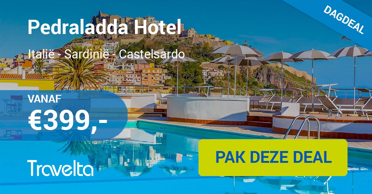 Travelta's tweet photo. Dagdeal 12 juni: Hotel Pedraladda - Sardinië
8 dagen All Inclusive vanaf €399,- p.p. ➜ https://t.co/X3IZ3mGweR https://t.co/feyEwrxZbL