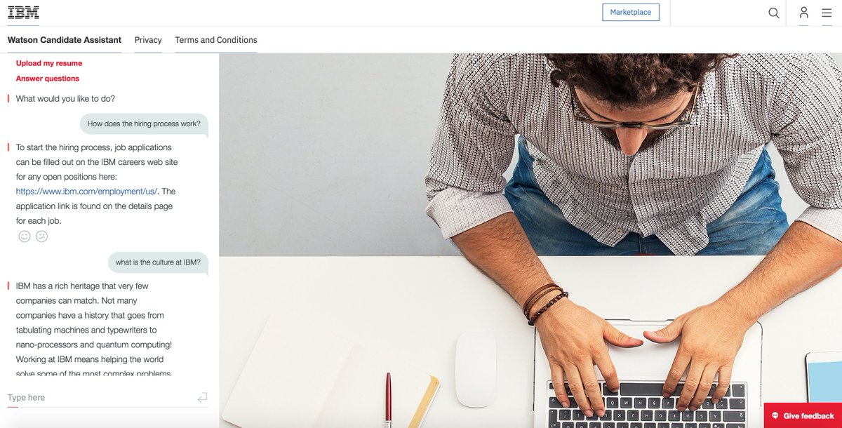 rohae's tweet photo. IBM Watson für Job-Suchende: Unsere Erfahrung: 3x mehr Bewerber, bessere Qualität der Bewerbungen durch bessere Heranführung der Job-Suchenden zu passenden Jobs, UND ES MACHT EINFACH SPASS! https://t.co/0fFJSwFNc5 #CeBIT18 #IBM #watsontalent #ibmcebit @BoxlerAlbert @SvenSemet https://t.co/bDybjeGeEc