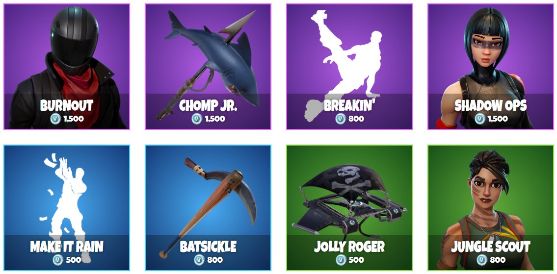 FortniteBRB's tweet photo. These are the items in the Current Rotation (June 12th 2018).
https://t.co/OHKDDnMnlG https://t.co/qkTT6DQ82Q