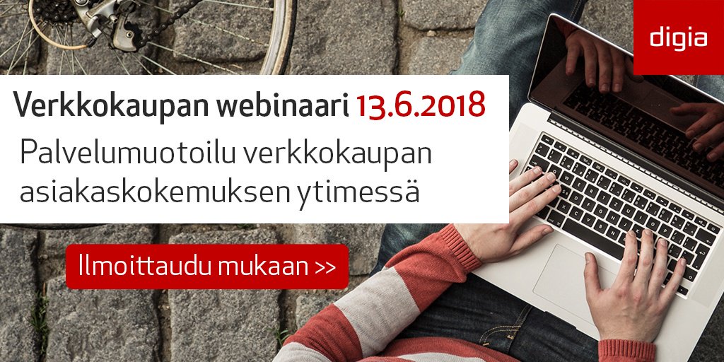 digiaonline's tweet photo. Vielä ehdit ilmoittautua mukaan huomenna järjestettävään verkkokaupan webinaarimme! Webinaarissa asiantuntijamme Sami Ahola, Marko Knuutila ja Jaakko Saari kertovat, millaisia työkaluja palvelumuotoilu antaa verkkokaupan rakentamiseen asiakaslähtöisesti: https://t.co/BUa2Wwbu1B https://t.co/sJEinChBYJ