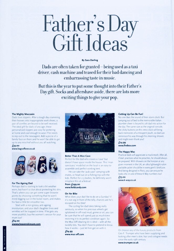 HeavenMens's tweet photo. Thank you @fashion_darling for featuring our #M4M Moisturiser and #PostShaveSpray in her fantastic #FathersDay gift ideas! The article is published in @riversidej - Chelsea &amp; Kensington edition. #HeavenMens Purchase yours now in time for next Sunday! https://t.co/hybDufNUGR https://t.co/9o4UoGXGkC