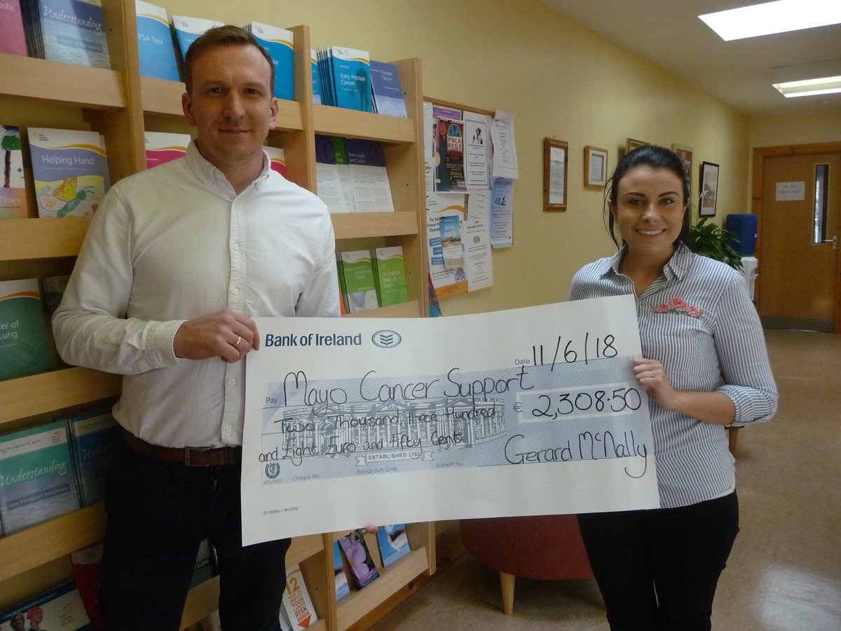 CancerMayo's tweet photo. Huge Thank you to Gerard McNally, a Westport based Musician who composed and recorded a CD while undergoing treatment form a rare form of cancer. Gerard kindly donated all proceeds from the CD launch to #MayoCancerSupport which amounted to €2,308.50 #WellDone #ThankYou https://t.co/W2W2zfrvDu