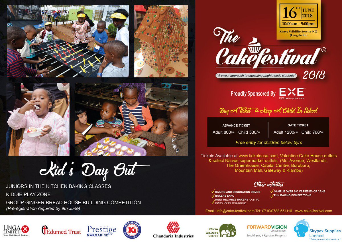 muzikikenya's tweet photo. Proudly sponsored by @EXEKenya | The Cake Festival 2018 happening this 16th June at @kwskenya in Langata, Nairobi @cakefestivalke #CakeFestival2018 #June12 https://t.co/vKG1uwiRLX