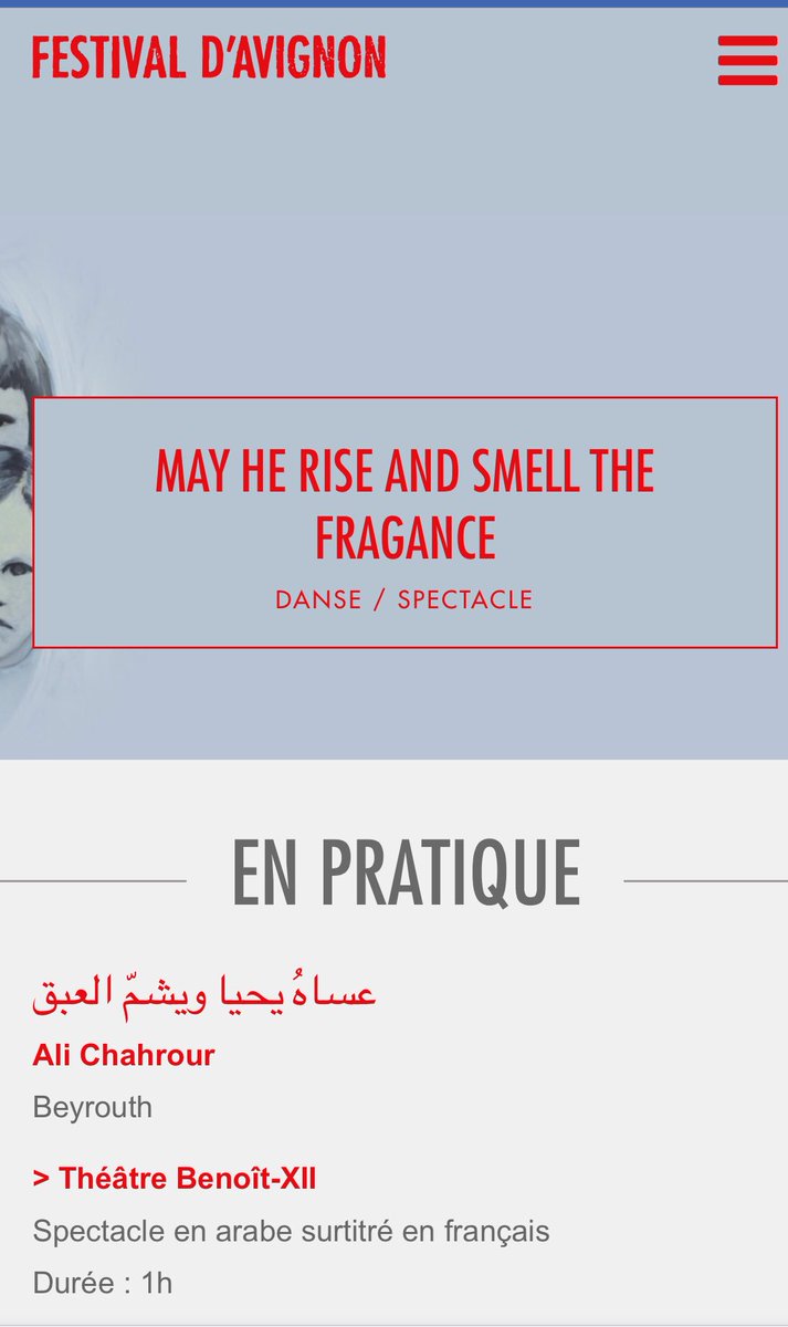 The Box office of Festival d’Avignon is open now, we will be performing from the 14th until the 17th of July, make sure to book your tickets very soon if you will be around...
festival-avignon.com/fr/spectacles/… .
#FDA18 #AliChahrour #Dance #Mayherise