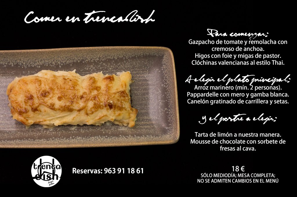 trencadish's tweet photo. Esta semana en Trencadish hemos preparado para vosotros un menú "Comer" muy veraniego, con los mejores productos de temporada y nuestro toque personal que esperamos sea de vuestro agrado.
#trencadish #ElRestauranteSecreto Reservas: 96 391 18 61 https://t.co/1uH5GFDAuI