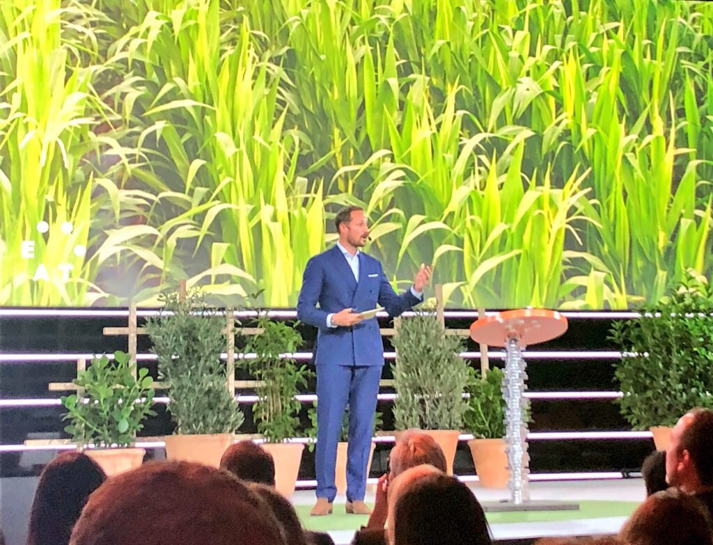 FrooshSmoothies's tweet photo. HRH Crown Prince Haakon enters the stage and share his love for  surfing and his thoughts why food can act as peacemakers. #foodforthought #foodcanfixit #EatForum18 https://t.co/RR3RPeNHB6
