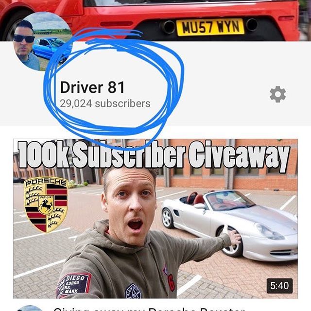 porschefind's tweet photo. 29k subs on YouTube. Not bad & I’m giving away a #porsche when I get to 100k so please subscribe (link in bio) and lets get this given away. #giveaway #competition #freebie #freebies #youtube #subscribe #driver81 #porschefind #l4l #f4f #followforfollow #… https://t.co/fXGZ10fCQp https://t.co/4VXXKcQGqO