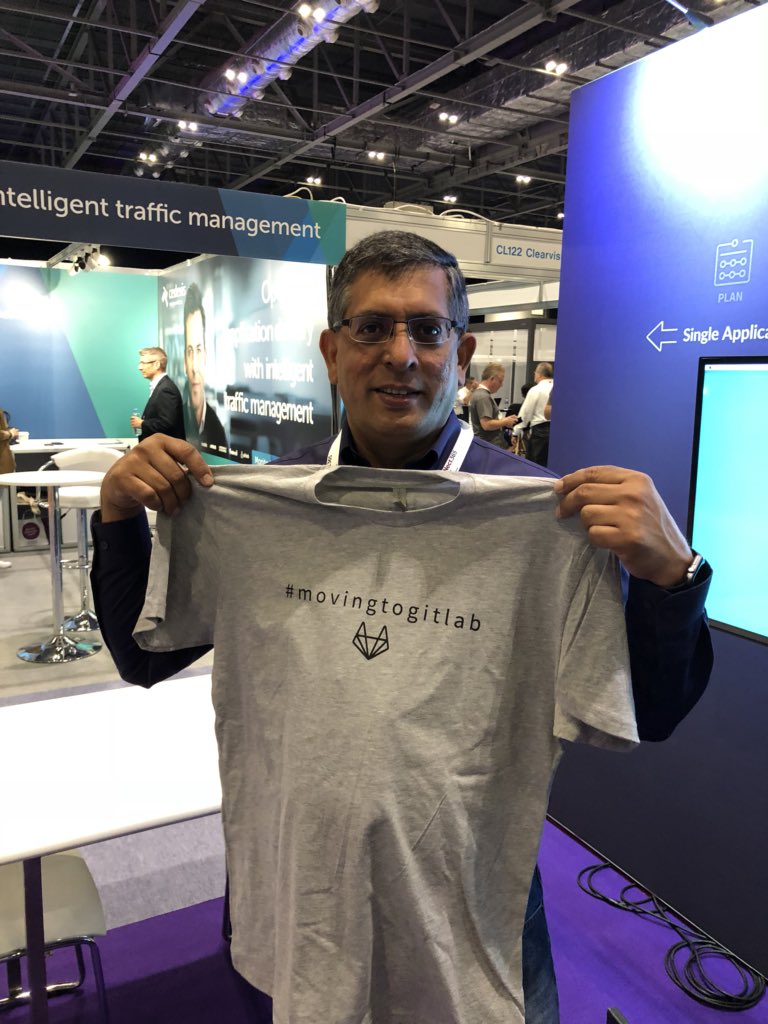 kuthiala's tweet image. Come by the @gitlab booth to get your #movingtoGitLab t-shirt at the Cloud & DevOps World in London #CloudDevOps