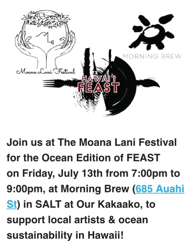 UH_DURP's tweet photo. DURP alumna Abbey Seitz has organized an Ocean Edition of #HawaiiFeast on July 13th at @mbrewhawaii in @saltourkakaako for the #MoanaLaniFestival. Come support local artists and the sustainability of our ocean! 🎨🌊 https://t.co/zssob1Y60s
