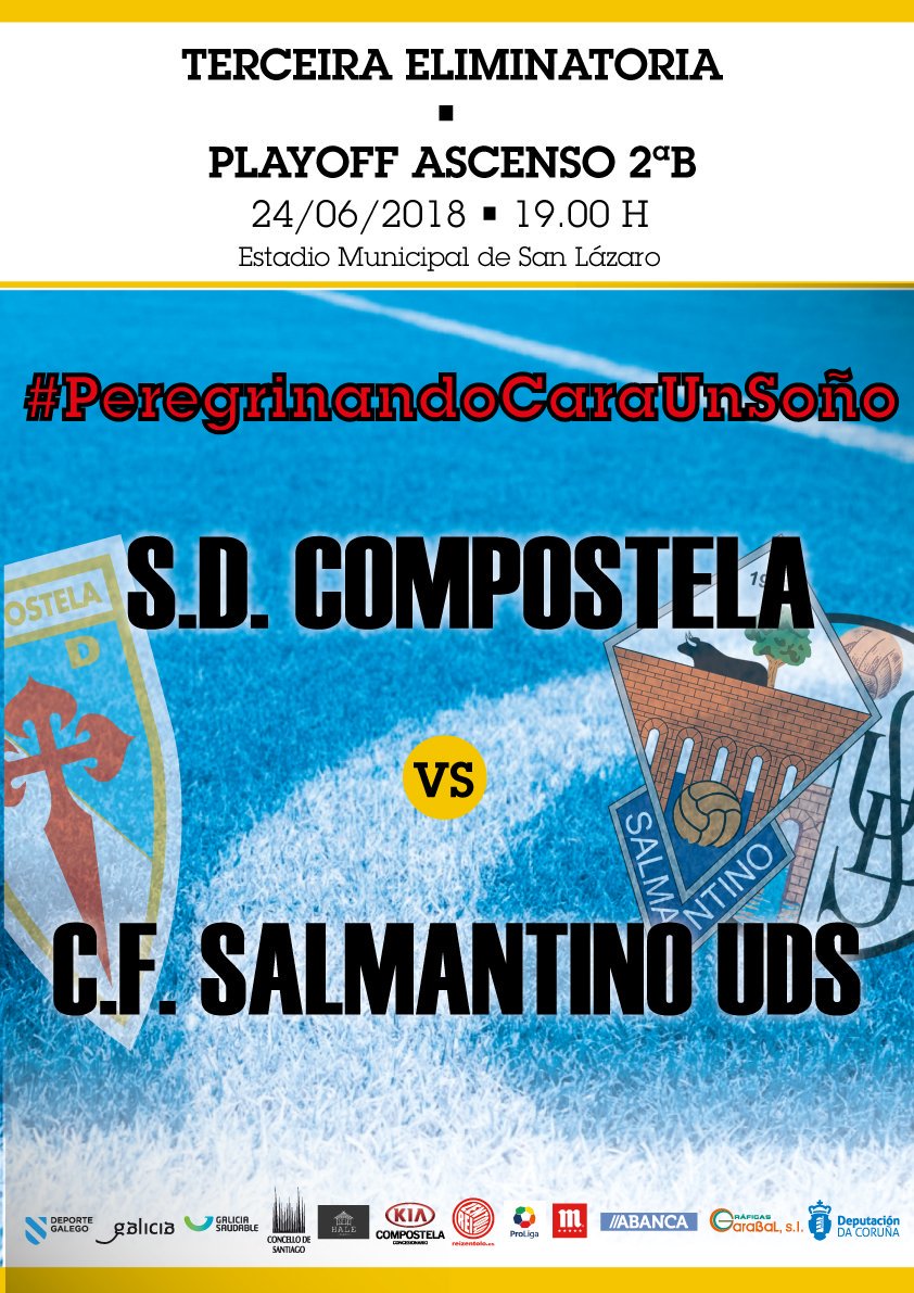 SD_Compostela's tweet photo. HORARIO OFICIAL para a volta contra o CF Salmantino UDS. Agardemos que o domingo 24 sexa outro día para o recordo!! Temos que encher San Lázaro!! A venta de entradas comezará o xoves e mañá informaremos sobre os prezos!! #ComposSalmantino #PlayoffCompos #PeregrinandoCaraUnSoño https://t.co/fR61u5tlkk