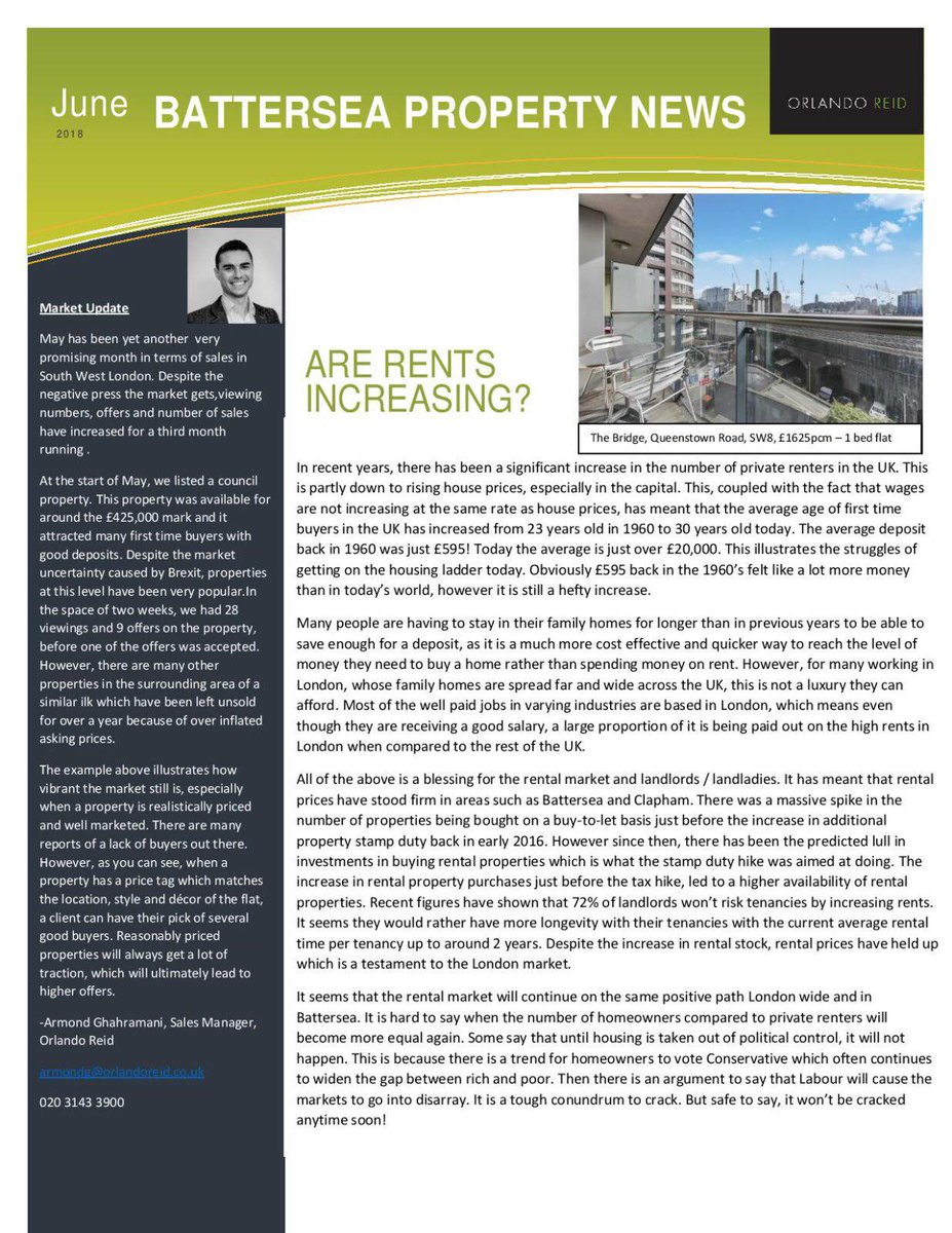 OrlandoReidUK's tweet photo. Welcome to our latest Newsletter: 'BATTERSEA PROPERTY NEWS. We provide a market update and discuss whether rents are increasing! 🏘️

 👉🏾 https://t.co/EVHUtTxUUv

#Property #PropertyNews #Battersea #PropertyMarket #SWLondon #PropertyNewsletter #PropertyRent #SouthWestLondon https://t.co/bJiPLuYIny