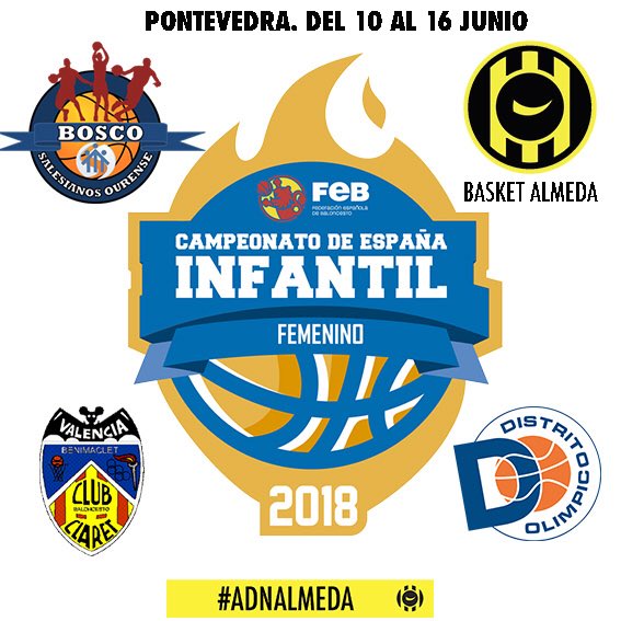 ASRBasketAlmeda's tweet photo. Estamos en pista!! En juego la 3a jornada del #FEBInfantilF2018 para el @FemBasketAlmeda en Pontevedra!!

🏀 #IF1ALM - @CBClaret 
⌚️ 13:30
📍 Pabellón CGDT
📊 https://t.co/6G8TBIerrP

#adnAlmeda #FEBInfantilF2018 #ontour https://t.co/3x0BP9KoFr
