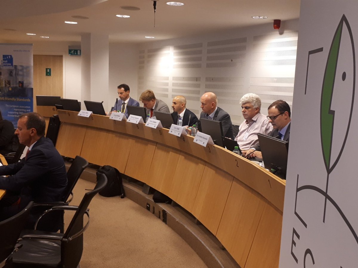 SBS_SME's tweet photo. #StandardsInPolicy:#standards as 
EU #policy tools &amp; delegation of political decisions to the #EU standardisation organisations - @SBS_SME &amp; @ECOS_Standard  workshop #jamesElliott https://t.co/XaY8JEI1KZ