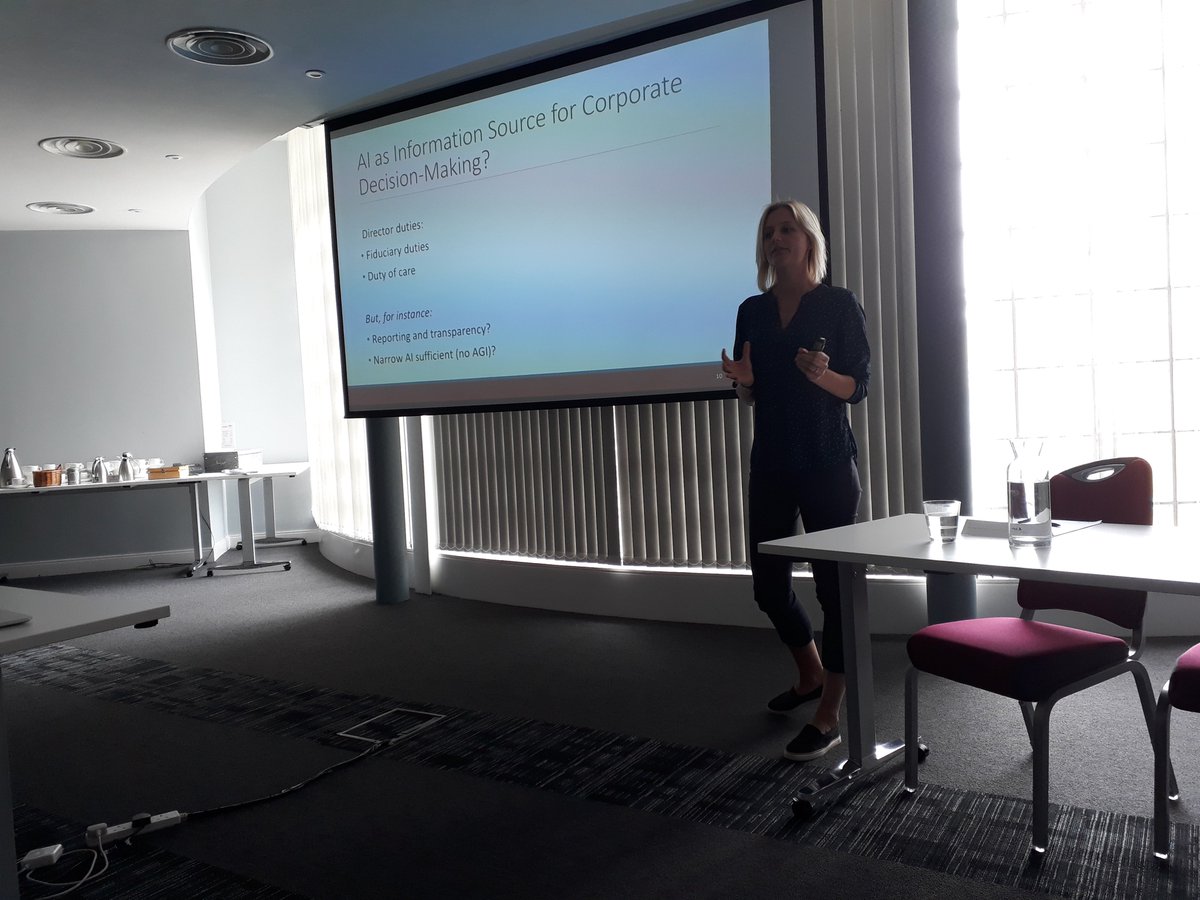 Colin Gavaghan (@colingavaghan) on Twitter photo <a href="/AnneLafarre/">Anne Lafarre</a> discussing the prospect of Ai directors, programmed to ensure alignment of objectives with shareholders. <a href="/AnneLafarre/">Anne Lafarre</a> discussing the prospect of Ai directors, programmed to ensure alignment of objectives with shareholders.