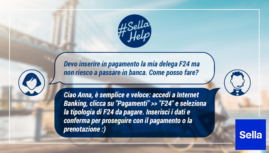 BancaSella's tweet photo. Con Internet Banking puoi prenotare in anticipo la tua delega F24 direttamente dal tuo pc #SellaHelp https://t.co/co5L5mzFF8 https://t.co/APKXNftyo1