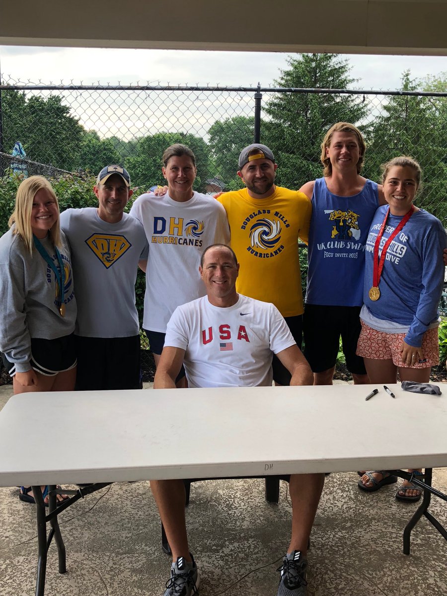 Douglass Hills Coaches with Olympic great Jason Lezak—putting on a clinic for our swim team today