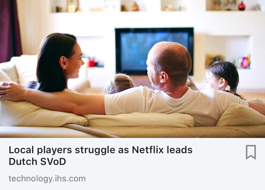 maria_aguete's tweet photo. Virtual #payTV services such as #Knippr, #KPNPlay and #RTLXL generated less than 10% of Dutch #OTT subscription revenue in 2017. #Netflix maintained its place as the leading provider in 2017 with more than 75% of OTT subscription revenue. #ANGACOM2018
https://t.co/yKxGiYAkxp https://t.co/Iqa7lzJ8rt