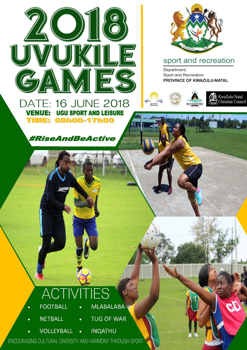 KZNDSRSA's tweet photo. 2018 Uvukile Games
#RiseAndBActive
#PromotingSocialCohesion
Promoting and encouraging healthy lifestyle https://t.co/8Do1VJzOcB