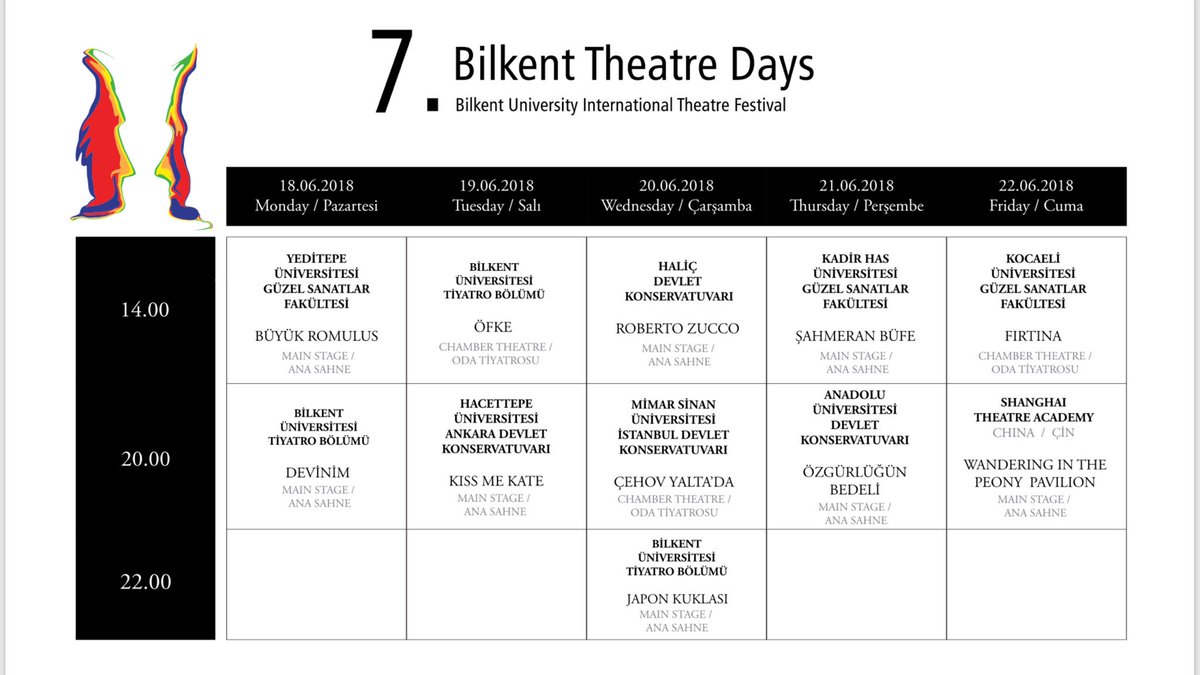 7. Bilkent Tiyatro Festivali Programı
#bilkenttiyatrofestivali