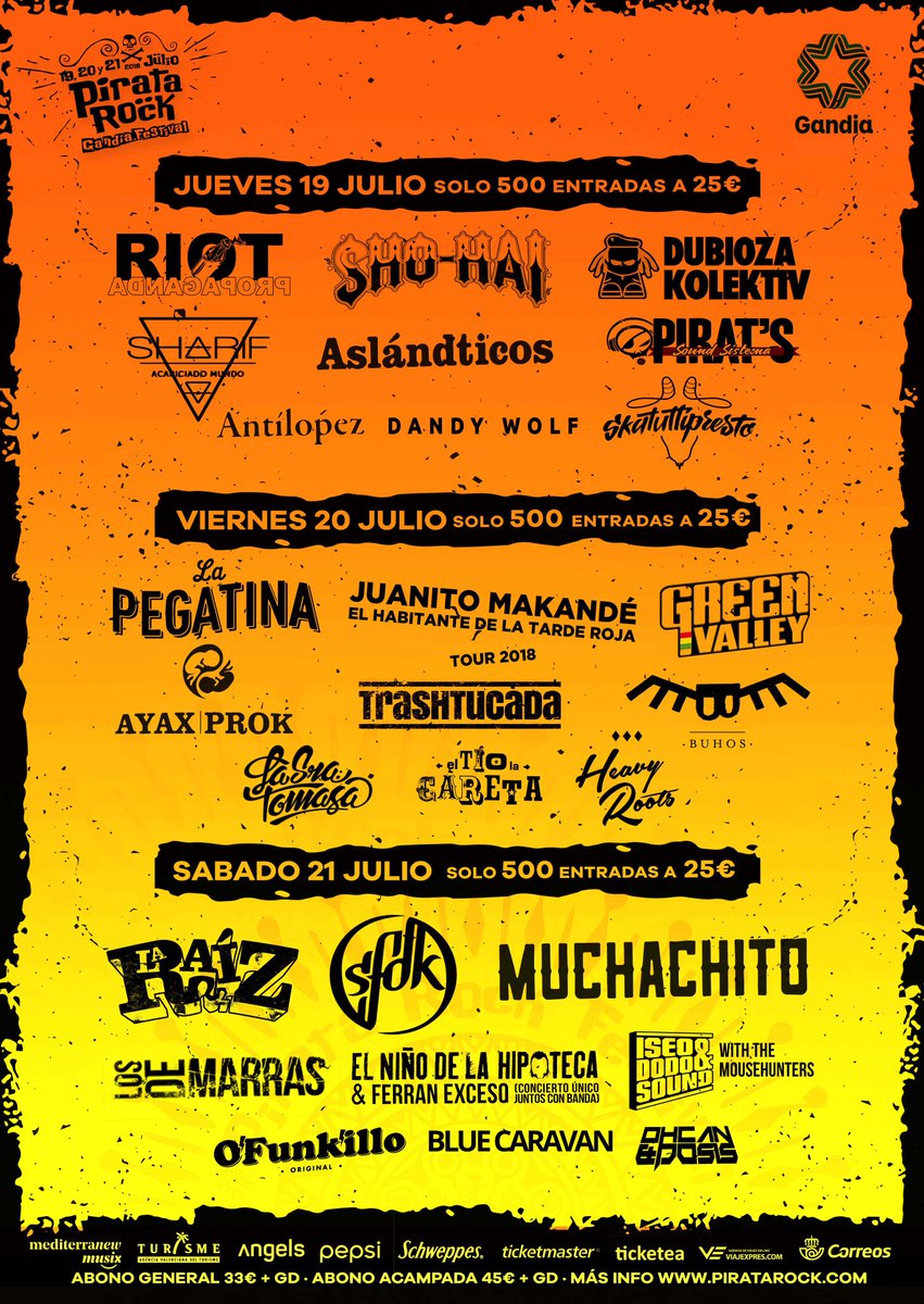 Nos vemos el 21 de Julio en el pirata rock grumetes!! #piratarock #festival #gandia @PirataRockFest
