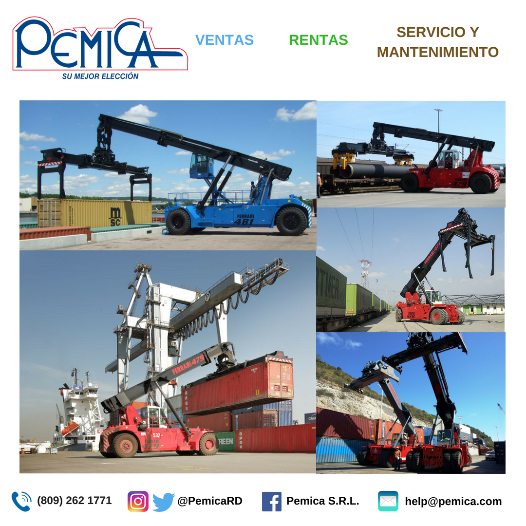 PemicaRD's tweet photo. Ofrecemos la gama más amplia de grúas apiladoras de alcance diseñadas para la manipulación de cargas. #ReachStackers #CVSFerrari #Cargas #RD🇩🇴 https://t.co/ne1A5QcVGG