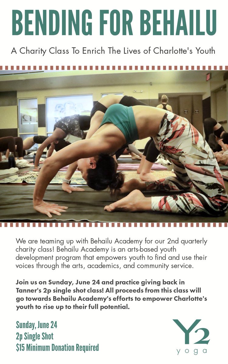 Attention yogis and non yogis, come #BendForBehailu Sunday, June 24th, 2pm at <a href="/Y2Yoga/">Y2 Yoga</a>. All proceeds that day will benefit the <a href="/BehailuAcademy/">Behailu Academy</a>.