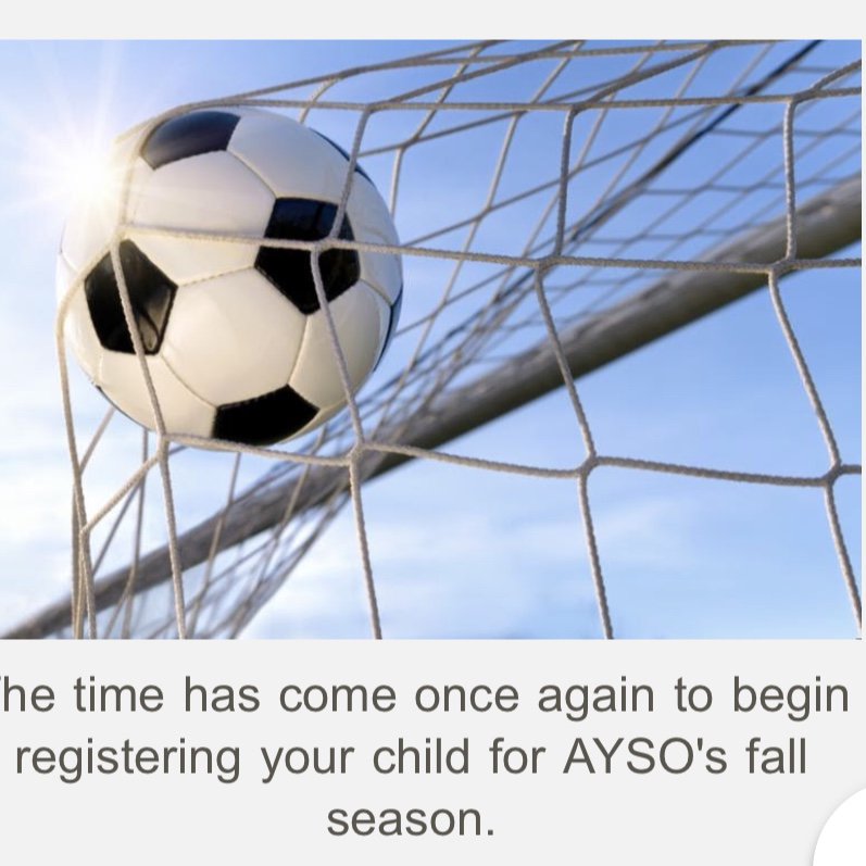 ayso1026's tweet photo. Register today for Fall soccer! Prices for AYSO increase Saturday. 

To register online, go to our website, https://t.co/MKlRgcPrK1 and click “Register Now” in the upper righthand corner https://t.co/0qCXjGqbcX