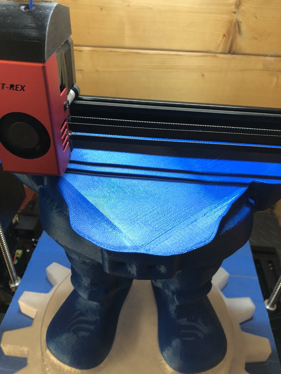 FilamentFrenzy's tweet photo. YES YES YES! My @formbot3d Trex 2+ bridged the 1000% scale #gnomezilla printing in @Proto_pasta  #highfive blue 😮 Not bad for a printer without a dedicated part cooling fan 😍 https://t.co/kmJVtE16Es