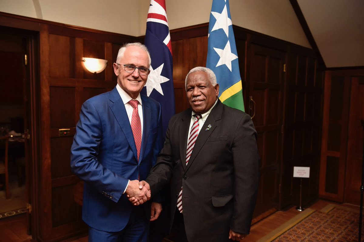 Aakwai21's tweet photo. PM Houenipwela this evening joined his Australian counterpart Hon. Turnbull in a formal dinner at the host Prime Minister's residence in Canberra.
#PMHou #SIAUS #StateVisit https://t.co/4FVUbxGi0w