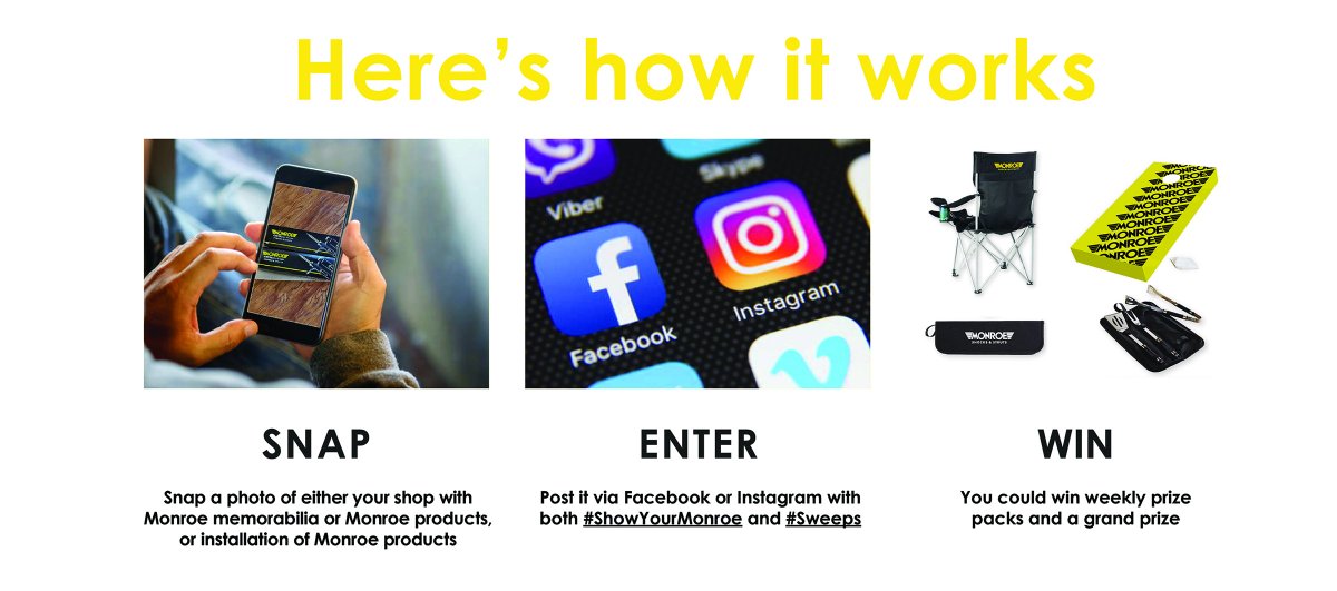 PinnMedia's tweet photo. @MonroeShocks Encourages Shops that Rely on Monroe Products to  #ShowYourMonroe During New Social Media #Sweepstakes! Learn more here: https://t.co/SK19KsFAC4 https://t.co/2IVPOItjt5