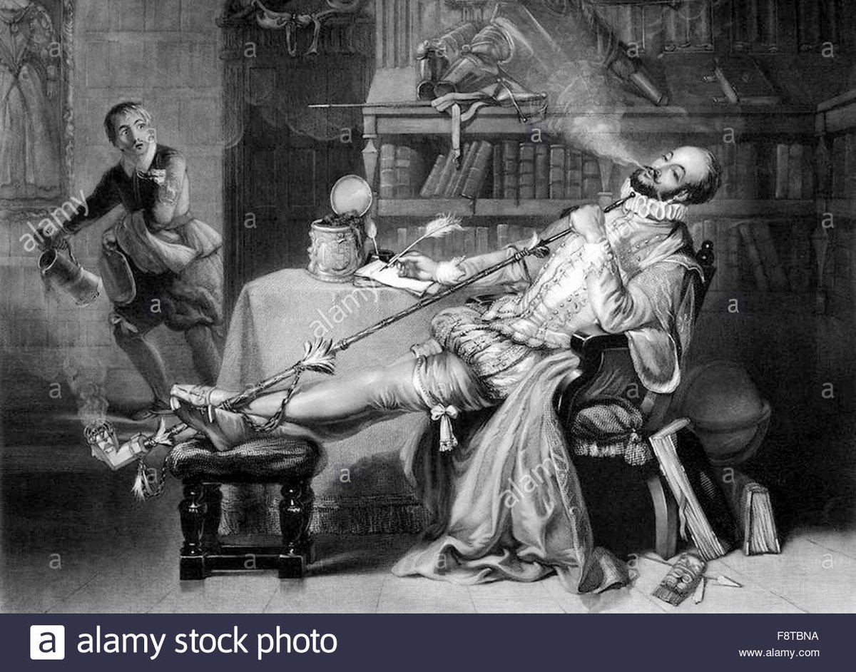 MeropaPR's tweet photo. "When did influencer marketing start?" @art2gee suggests that it started with the image of Sir Walter Raleigh (below) being used on a tobacco product. #OnlyConnect2018 https://t.co/42an9ne8tk